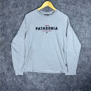 Patagonia Climb Clean Hex Lightweight Crew Sweatshirt Men's M Gray Logo
